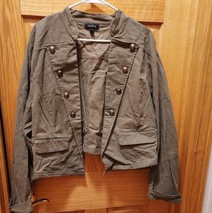 Torrid size 2 (XXL / 2X) Olive army green military jacket with silver buttons